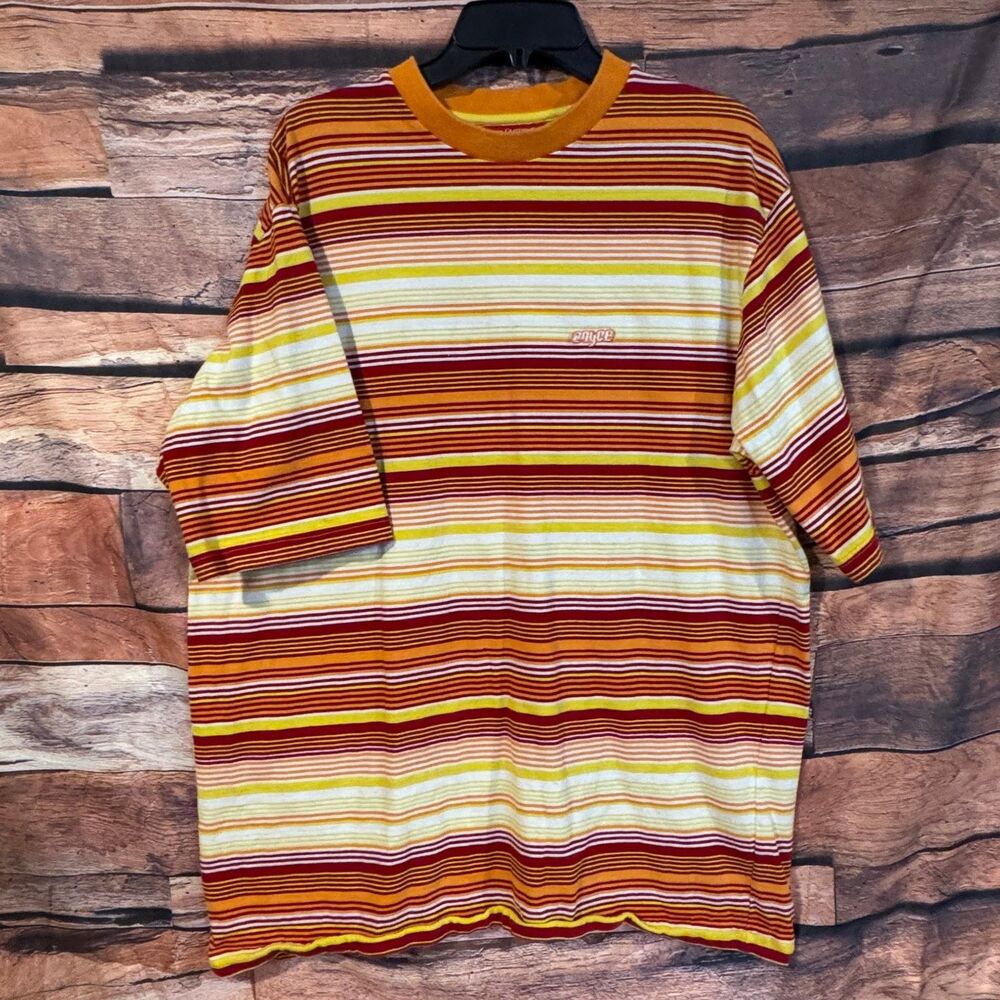 Enyce T-Shirt Men's Multi-Color L Striped Crew Neck Cotton